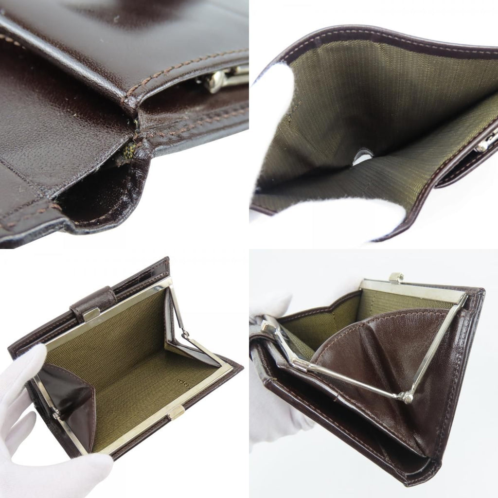 Fendi Bifold Wallet Zucca Canvas Leather Brown Kiss Lock Compact — view 8