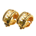 Chanel Earrings Open Logo Half Hoop Metal Gold Plated