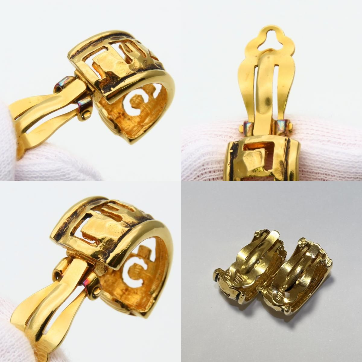 Chanel Earrings Open Logo Half Hoop Metal Gold Plated — view 9