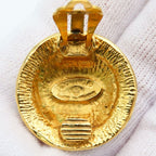 Chanel Earrings CC Logo Metal Gold Plated Vintage — view 5