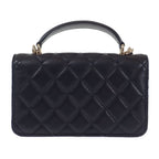 Chanel Quilted Flap Phone Case 2-Way Shoulder Bag Lambskin Black Gold — view 3
