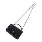 Chanel Quilted Flap Phone Case 2-Way Shoulder Bag Lambskin Black Gold — view 2