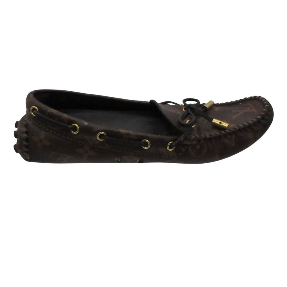 Louis Vuitton Moccasins Arizona Line Monogram Leather Ribbon Driving Shoes Flat — view 4