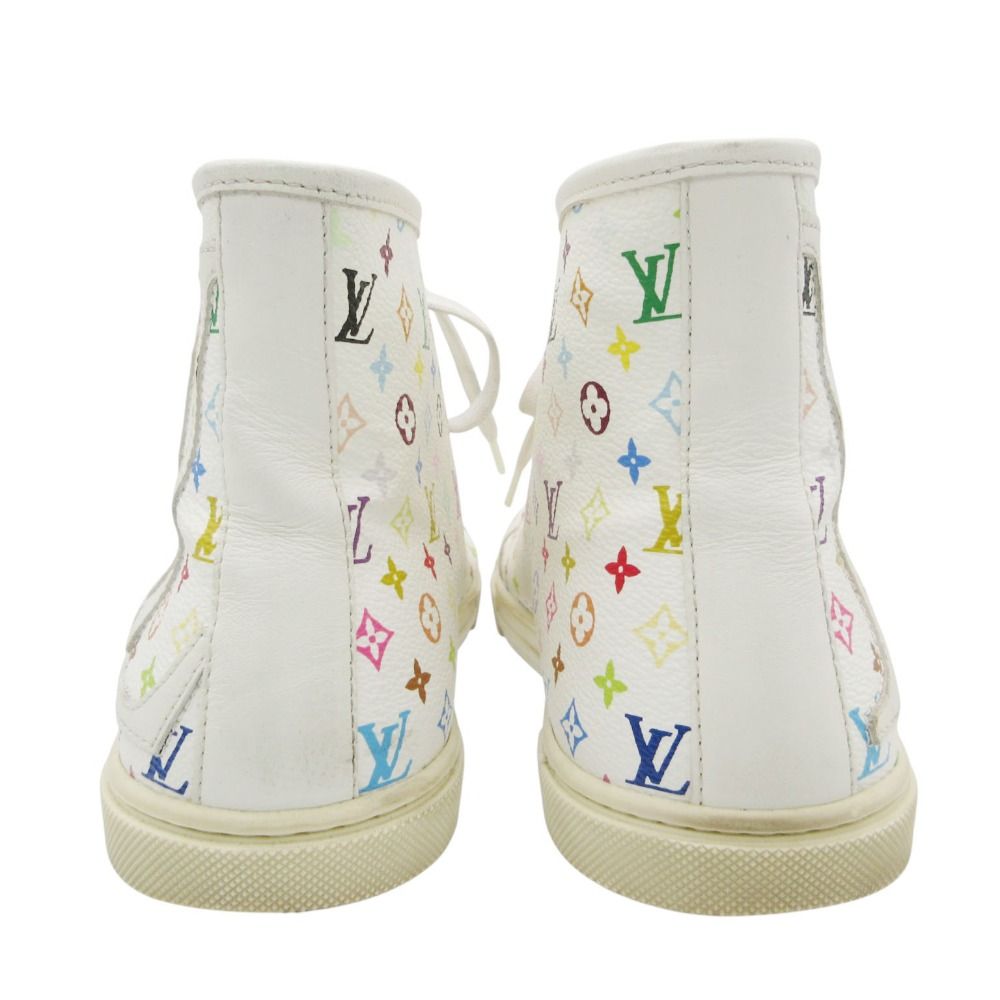 Louis Vuitton Sneakers Monogram Multicolor High Cut Shoes Leather LV Logo White — view 5