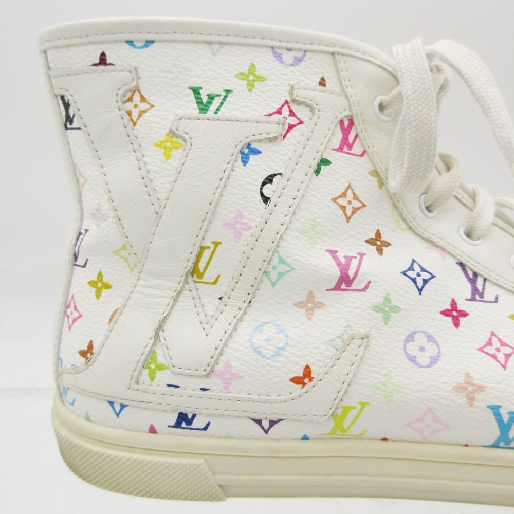 Louis Vuitton Sneakers Monogram Multicolor High Cut Shoes Leather LV Logo White — view 7