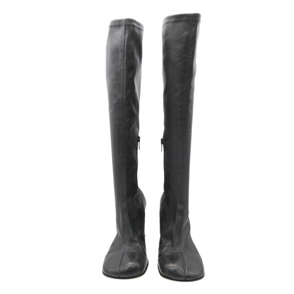 Bottega Veneta Boots Leather Long Center Seam Side Zip Shoes Black — view 3