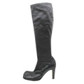 Bottega Veneta Boots Leather Long Center Seam Side Zip Shoes Black
