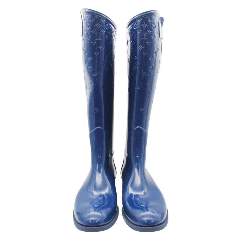 Louis Vuitton Boots Long Rain Lava Monogram LV Logo Shoes Blue — view 3