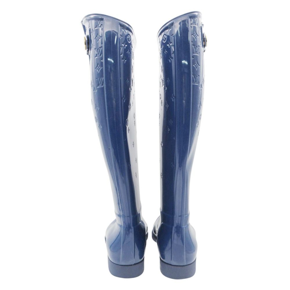 Louis Vuitton Boots Long Rain Lava Monogram LV Logo Shoes Blue — view 4