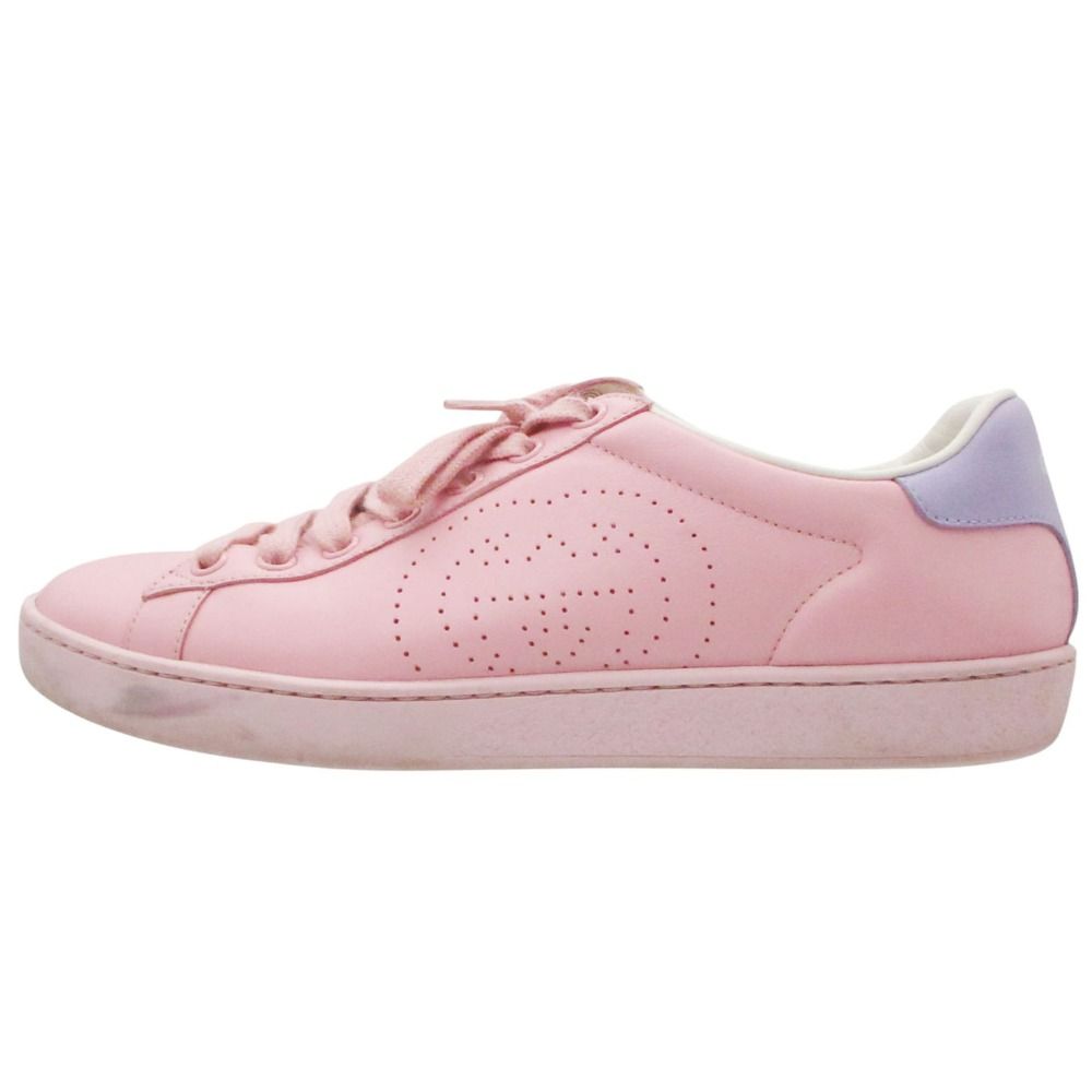 Gucci Sneakers Ace Interlocking Leather Low Cut Shoes Pink