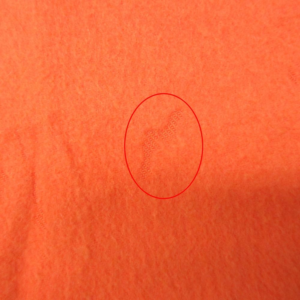 Hermes Scarf Cashmere Fringe Logo Embroidery Orange — view 9