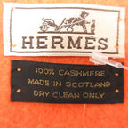 Hermes Scarf Cashmere Fringe Logo Embroidery Orange — view 3