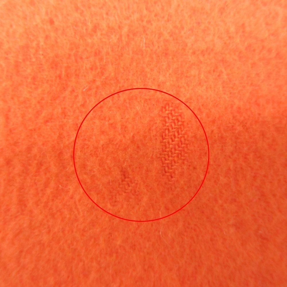 Hermes Scarf Cashmere Fringe Logo Embroidery Orange — view 5