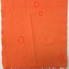 Hermes Scarf Cashmere Fringe Logo Embroidery Orange — view 7