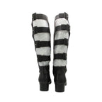 Chanel Long Boots Back Belt Bicolor Cap Toe Knee High Shoes Black — view 4