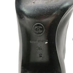 Chanel Long Boots Back Belt Bicolor Cap Toe Knee High Shoes Black — view 8