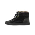 Chanel Sneakers Suede Tweed CC Logo High Cut Shoes Black