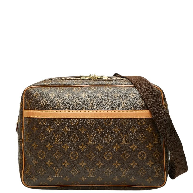 Louis Vuitton Monogram Reporter GM Crossbody Shoulder Bag Brown Leather