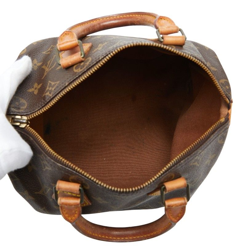 Louis Vuitton Monogram Speedy 25 Mini Boston Bag Brown Leather — view 9