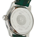 Fendi Orologi 3 Hand Watch Pink Silver Green Stainless Steel Leather — view 6