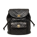 Chanel Quilted CC Logo Chain Backpack Black Lambskin