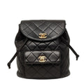 Chanel Quilted CC Logo Chain Backpack Black Lambskin