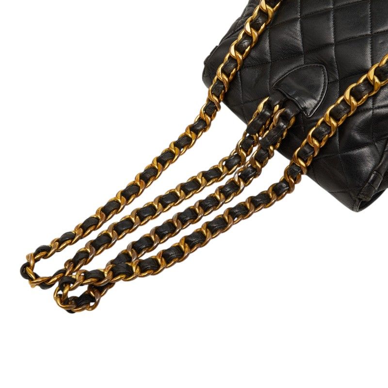 Chanel Quilted CC Logo Chain Backpack Black Lambskin — view 8