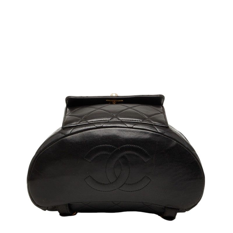 Chanel Quilted CC Logo Chain Backpack Black Lambskin — view 3