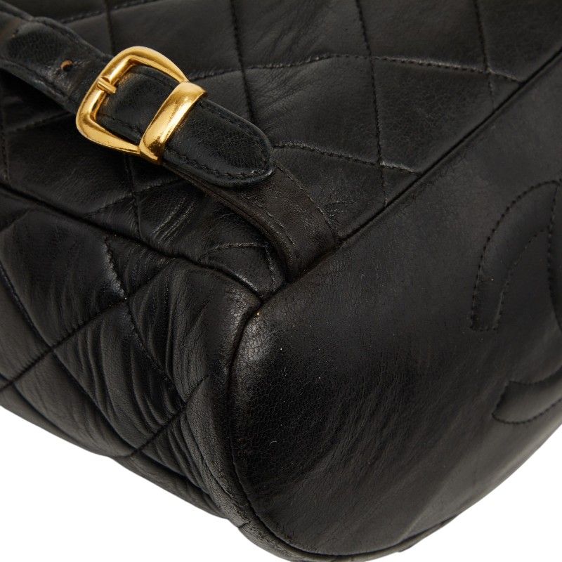 Chanel Quilted CC Logo Chain Backpack Black Lambskin — view 7