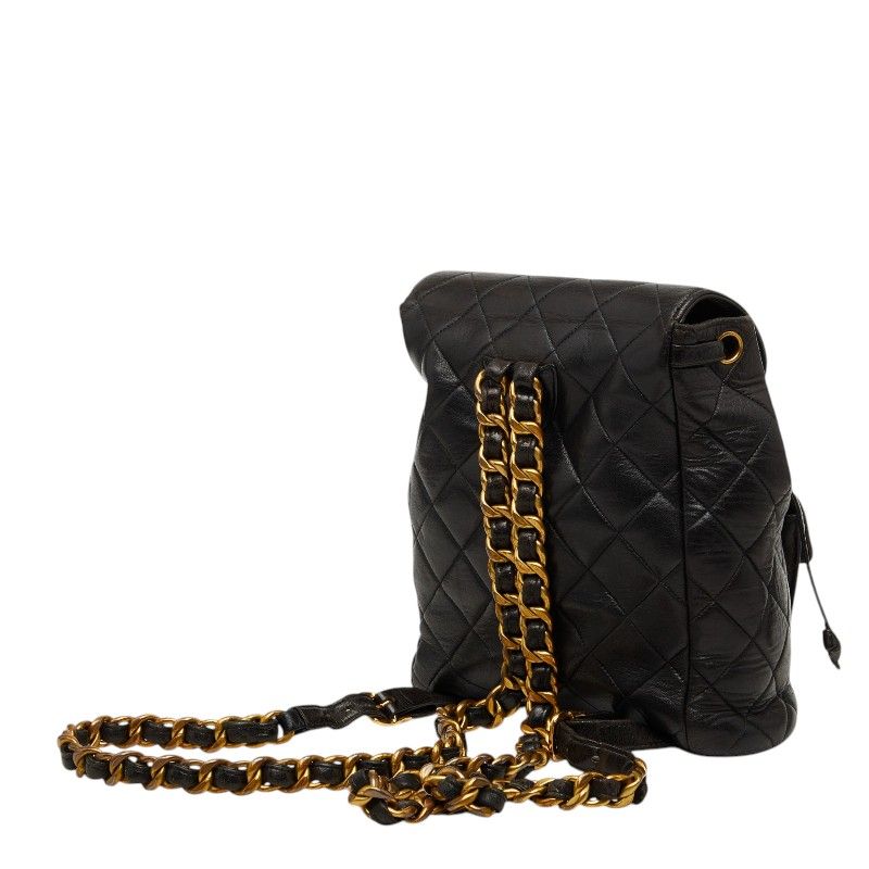 Chanel Quilted CC Logo Chain Backpack Black Lambskin — view 2
