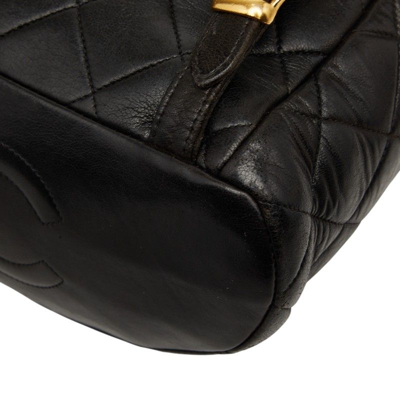 Chanel Quilted CC Logo Chain Backpack Black Lambskin — view 6