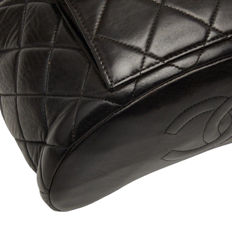 Chanel Quilted CC Logo Chain Backpack Black Lambskin — view 5