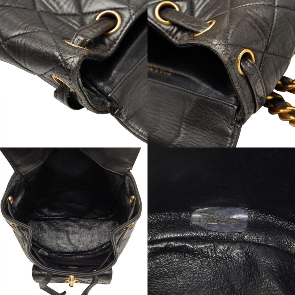 Chanel Quilted CC Logo Chain Backpack Black Lambskin — view 9
