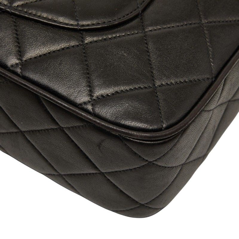 Chanel Quilted CC Logo Crossbody Chain Shoulder Bag Black Gold Lambskin — view 6