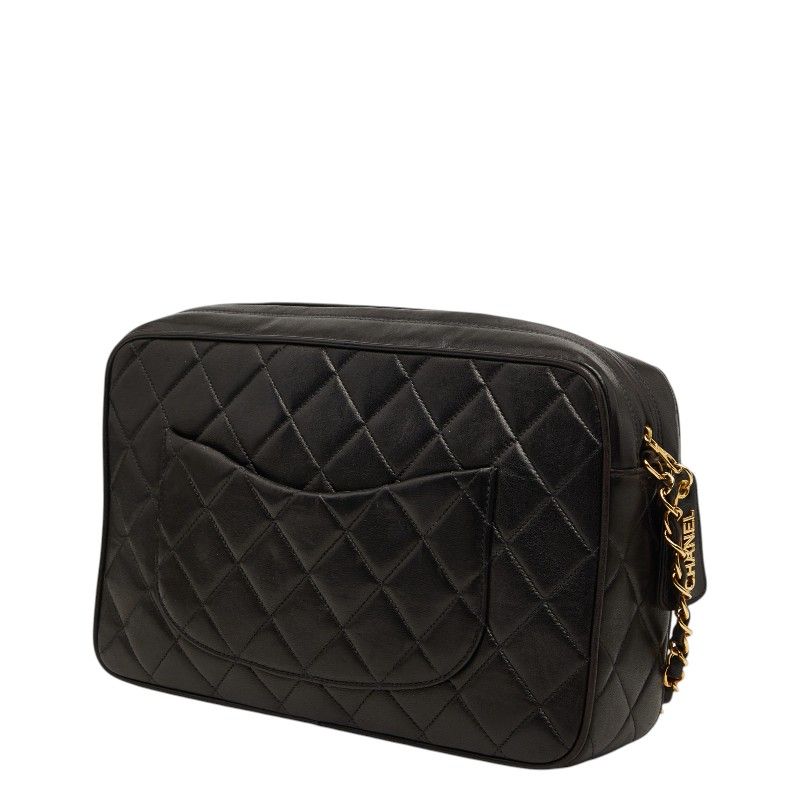 Chanel Quilted CC Logo Crossbody Chain Shoulder Bag Black Gold Lambskin — view 2