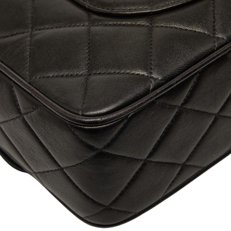 Chanel Quilted CC Logo Crossbody Chain Shoulder Bag Black Gold Lambskin — view 7