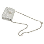 Chanel Mini Quilted CC Logo Chain Shoulder Bag Pochette Silver Leather — view 6
