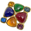 Chanel Color Stone Brooch Gripoix Gold Plated