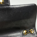 Chanel Big Quilted Single Flap Chain Shoulder Bag CC Logo Leather Black — view 9