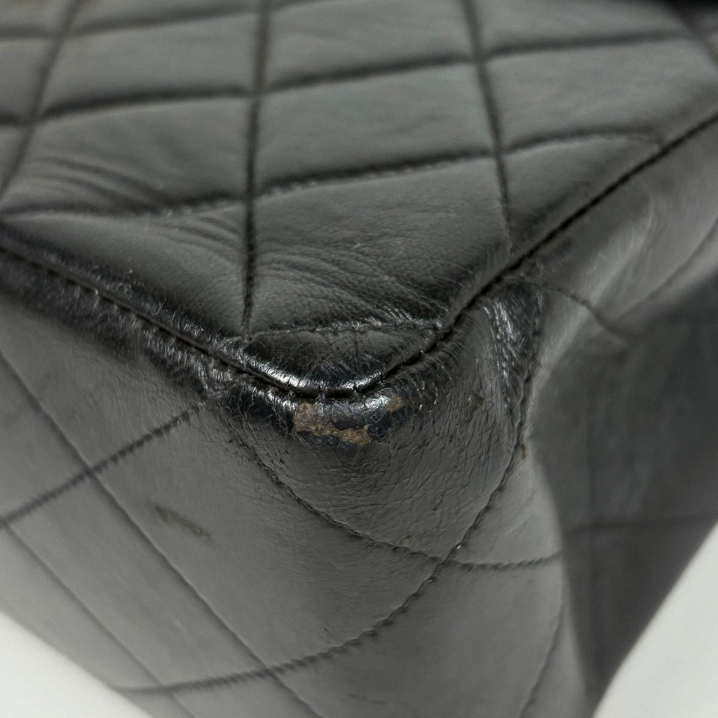 Chanel Big Quilted Single Flap Chain Shoulder Bag CC Logo Leather Black — view 4