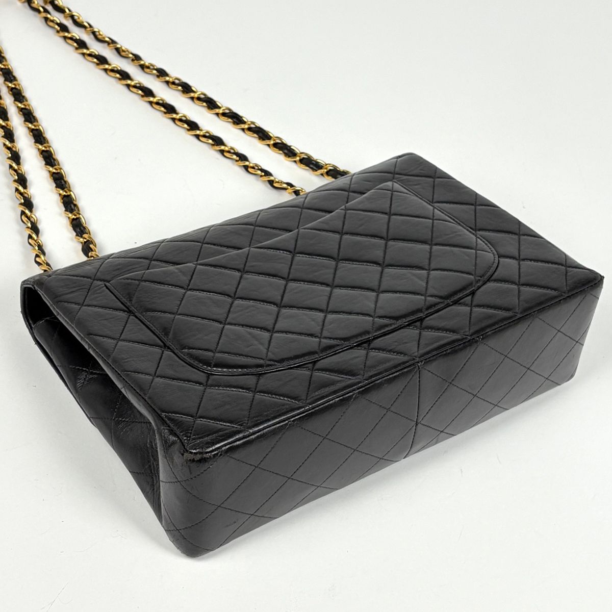 Chanel Big Quilted Single Flap Chain Shoulder Bag CC Logo Leather Black — view 2