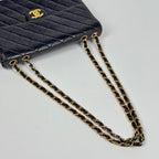 Chanel Big Quilted Single Flap Chain Shoulder Bag CC Logo Leather Black — view 8