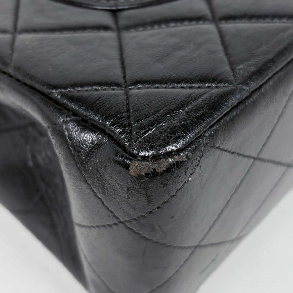 Chanel Big Quilted Single Flap Chain Shoulder Bag CC Logo Leather Black — view 3