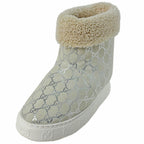 Gucci GG Pattern Snow Boots Merino Wool Shoes Suede Shearling White