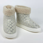 Gucci GG Pattern Snow Boots Merino Wool Shoes Suede Shearling White — view 7