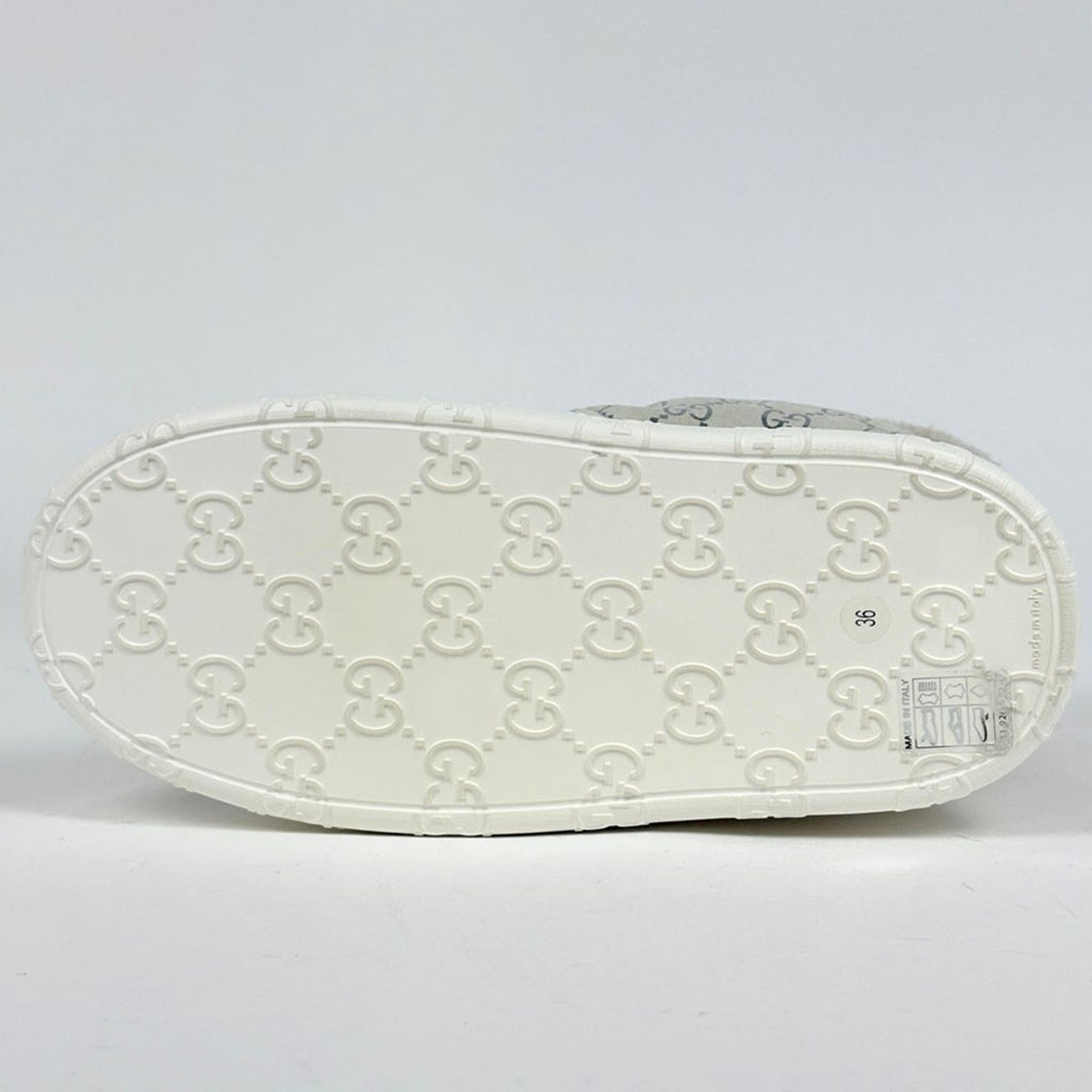 Gucci GG Pattern Snow Boots Merino Wool Shoes Suede Shearling White — view 2