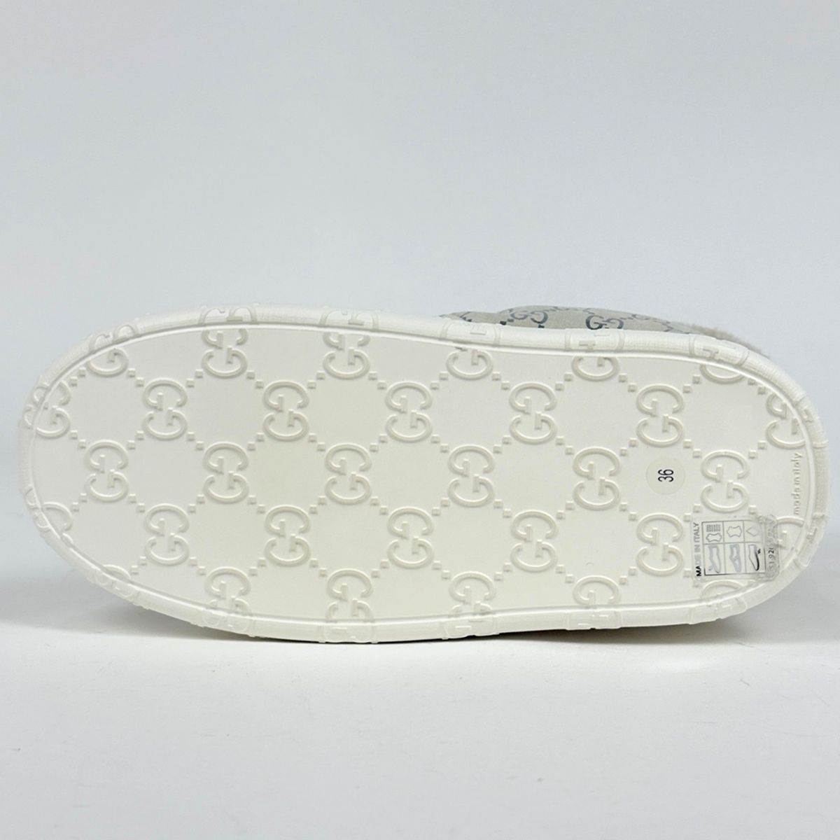 Gucci GG Pattern Snow Boots Merino Wool Shoes Suede Shearling White — view 2