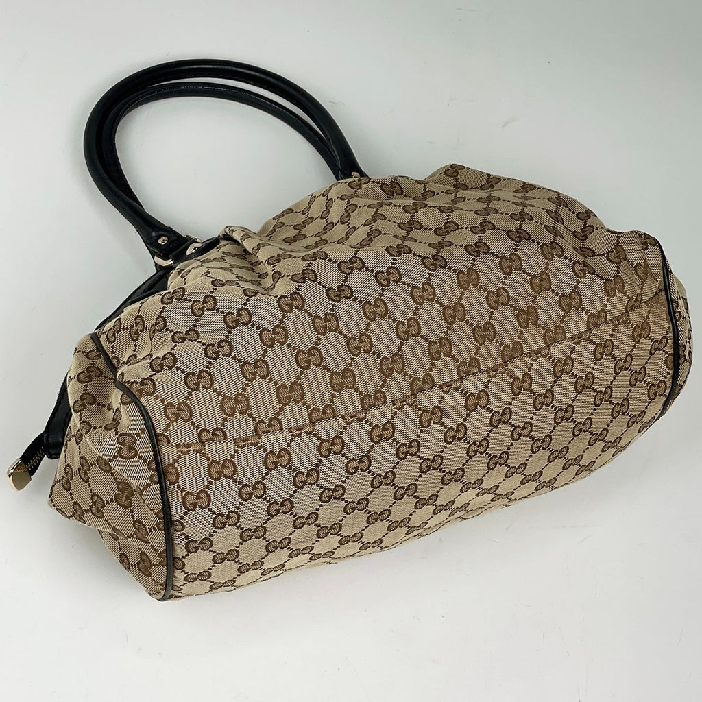 Gucci GG Handbag Canvas Beige Black — view 2