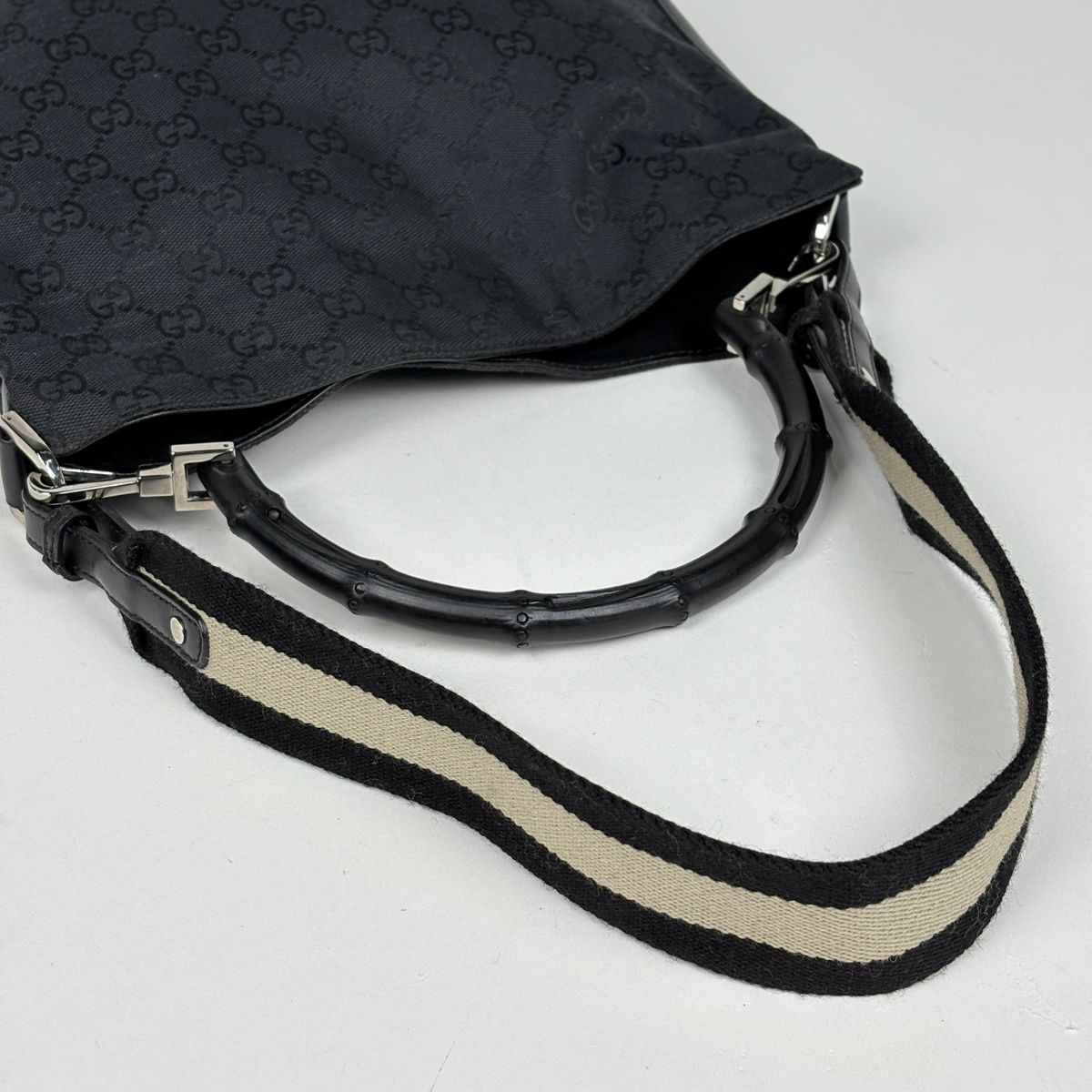 Gucci Bamb 2-Way Shoulder Bag GG Pattern Canvas Black — view 6