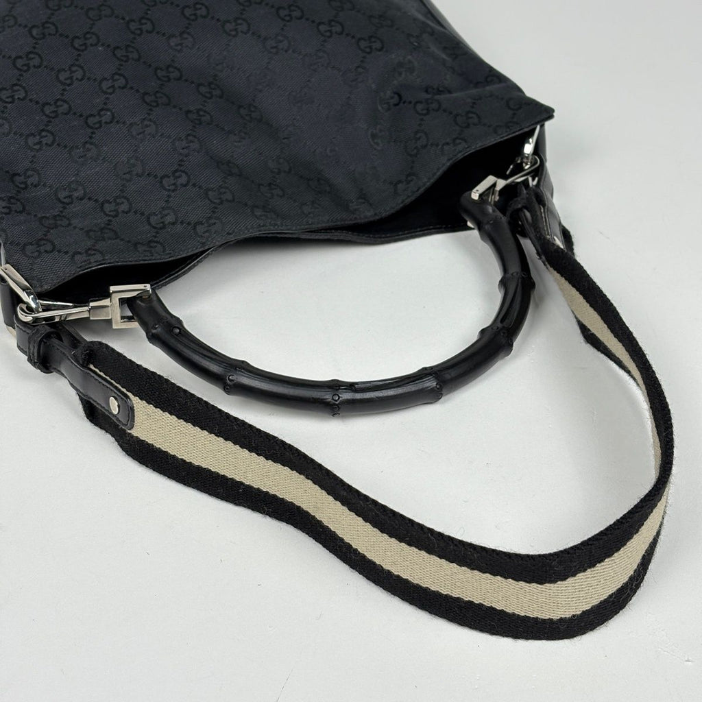 Gucci Bamb 2-Way Shoulder Bag GG Pattern Canvas Black — view 6
